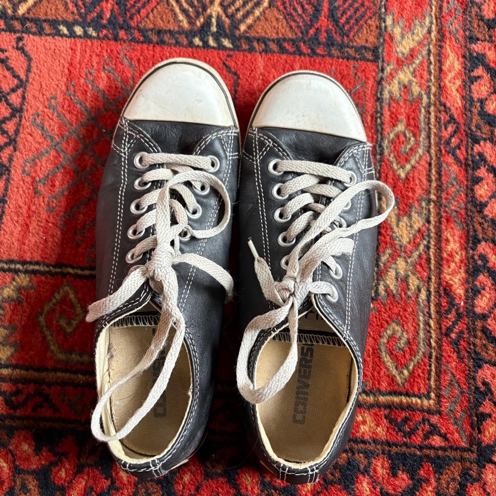 Converse Black and White Classic Leather Sneakers